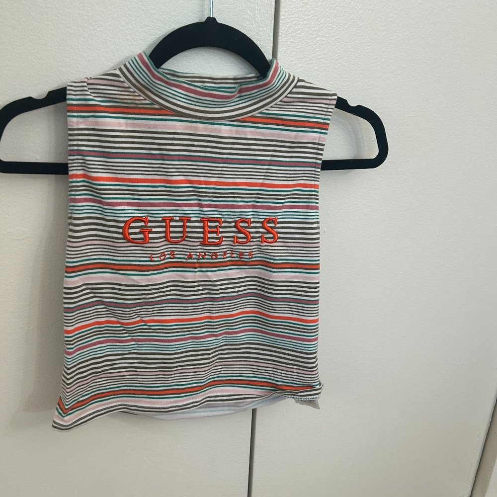 Guess Striped Mockneck crop top tank size small